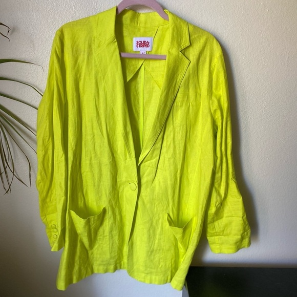 Solid & Striped Women’s The Beach Linen Single-Button Blazer in Neon Size M - Picture 2 of 9